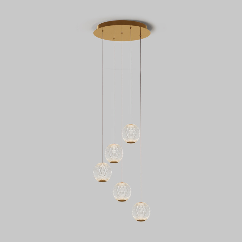 Каскадная люстра 37*37*316 см, 5* LED, 3000К, Maytoni Sapphire MOD293PL-L30BS3K латунный