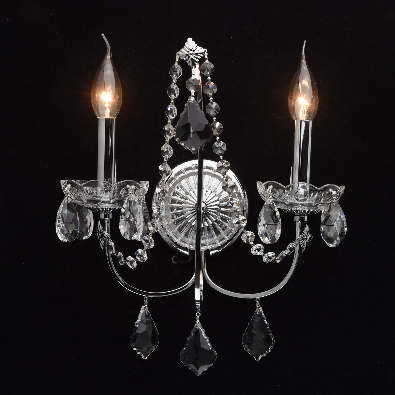 Бра 38*30*15 см, 2*E14 хром/прозрачный MW-Light Каролина 367023202