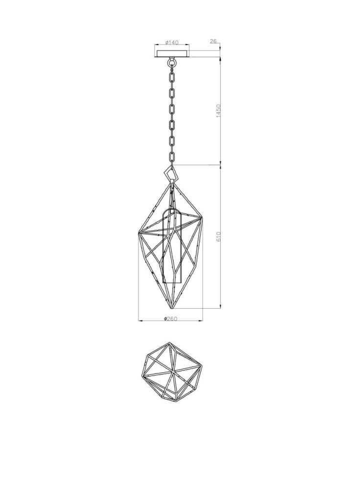 Люстра *26*148 см, 1*LED*5W, K, Lucia Tucci Naomi NAOMI 4750.1 gold, золотой