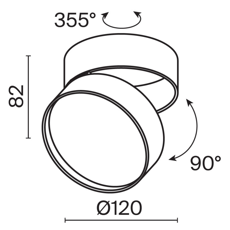 Светильник 12*12 см, LED 18W, 3000K Maytoni Onda C024CL-L18B черный