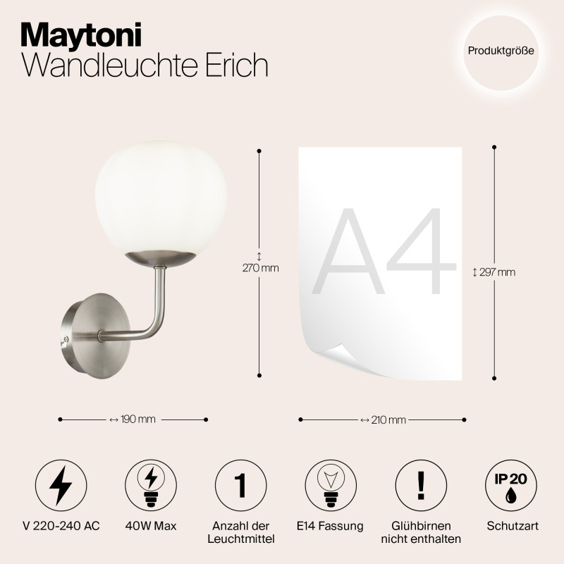 Бра Maytoni Erich MOD221-WL-01-N, никель