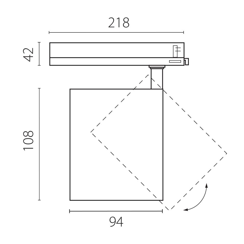Светильник Quattro TRIAC 21,78*9,4*10,8 см, *35W, 3000K, Lightstar Alta Base A5437TRIAC, Черный