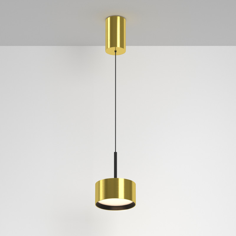 Подвесной светильник 12*12*16,4 см, LED, 12W, 3000К, Maytoni Technical Glare P102PL-12W3K-BS латунный