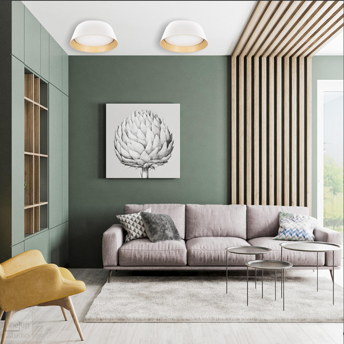 Потолочный светильник 46*16 см, 1*LED*24W 4000K белый, дерево LOFT IT Evans 10224 White