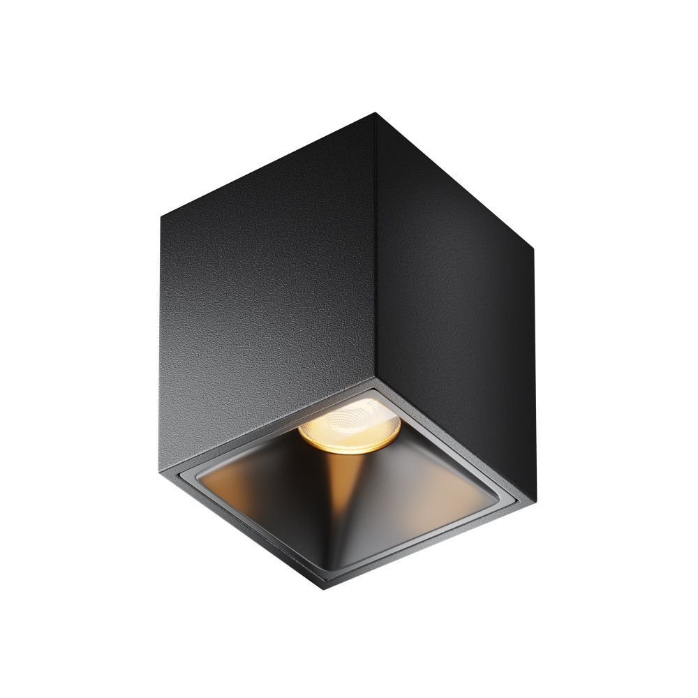 Потолочный светильник 6*6-7,5 см, LED*8W, 2700K, Maytoni Alfa LED 50° C065CL-8W2.7K-SQ-B, Черный