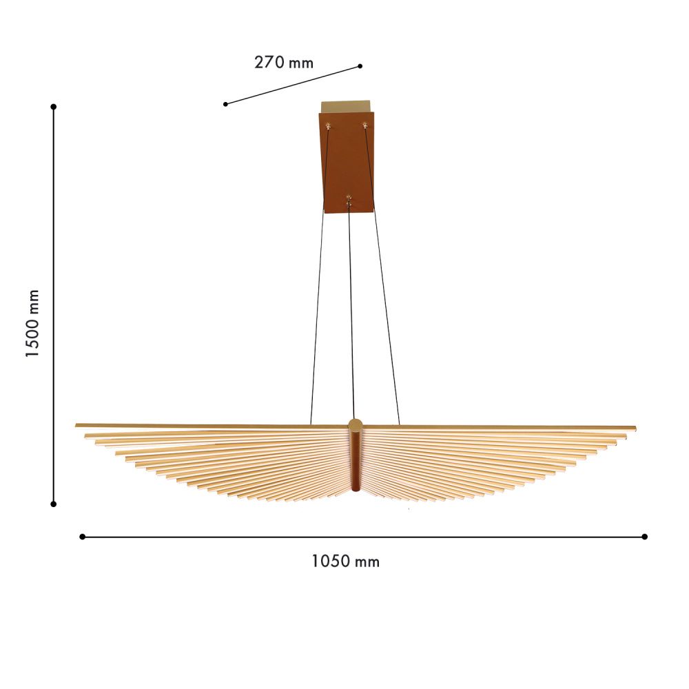Подвесная люстра 27*150 см, 2*LED, 60W, 4000K, Favourite Vingar 4380-2P, золотой матовый