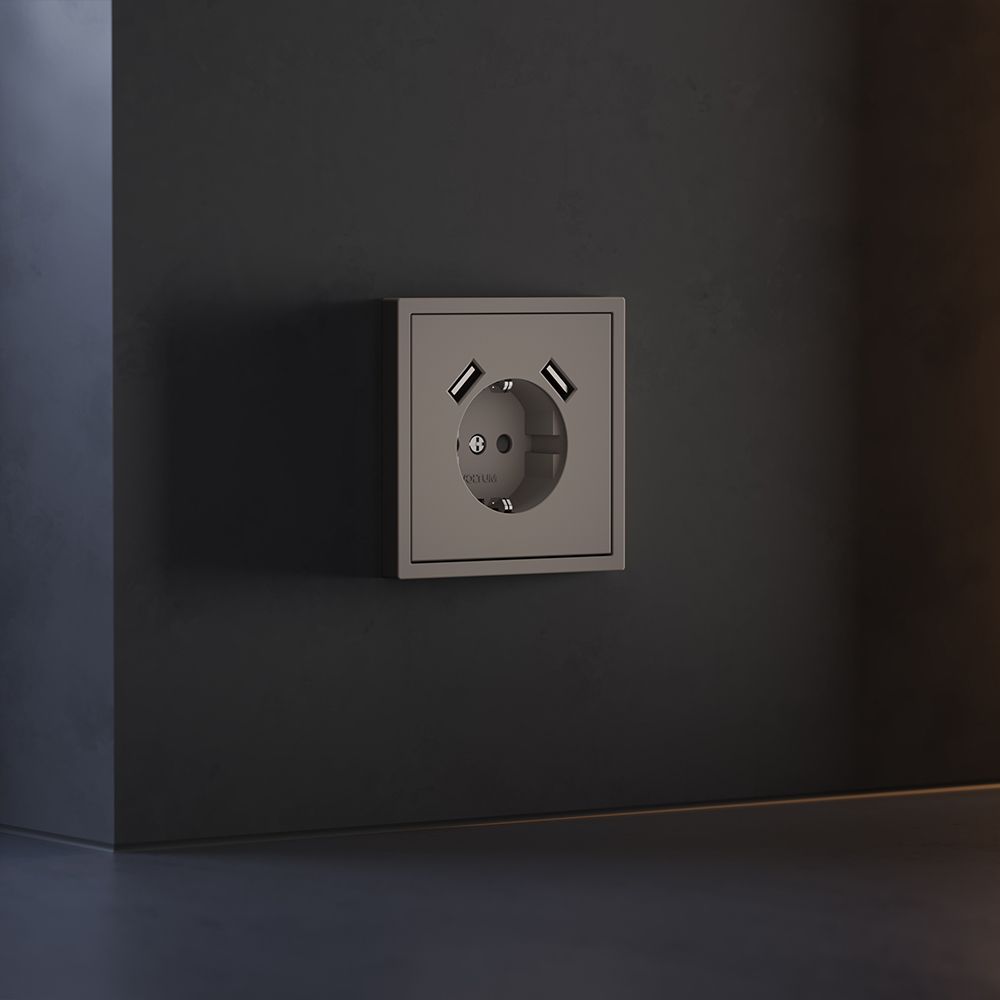 Накладка для розетки с заземлением и защитными шторками, с USB A+A, S70, капучино Voltum VLS000914