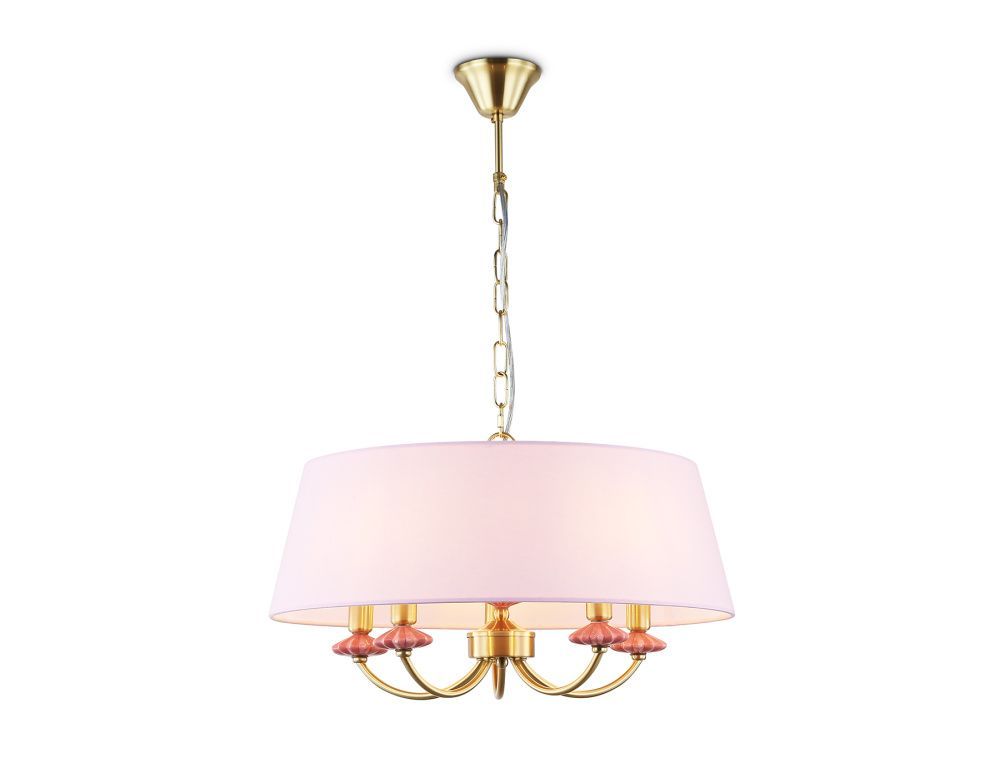 Подвесная люстра с абажуром и декором из керамики **73- см, 5*E14*40W, K, Ambrella Light High Light LH75021, золото