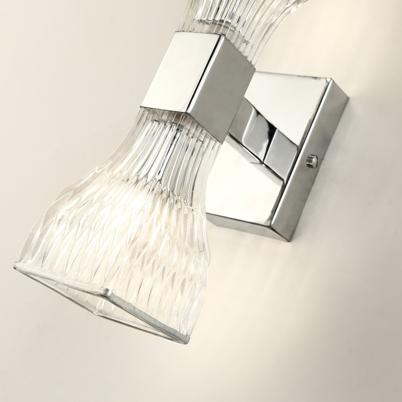 Бра Favourite Parity 2944-2W, D125*W75*H280, хром, плафоны из прозрачного стекла, по краю плафона нанесена серебряная краска