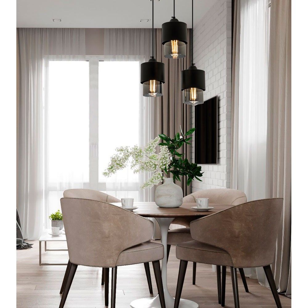 Подвесной светильник 34*34*80 см, Е 27 3x60W, Чёрный, Дымчатый MODEMODERN MD.0650.3R