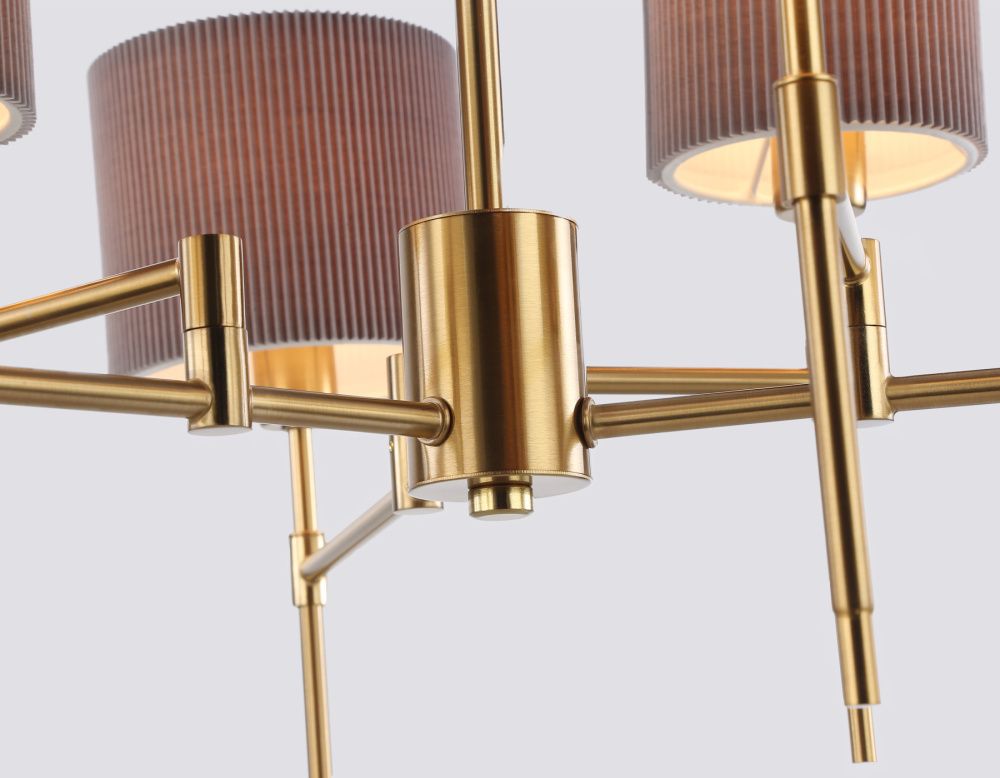 Люстра на штанге с абажурами **36,5-70,5 см, 6*E14*40W, K, Ambrella Light High Light LH72381, латунь