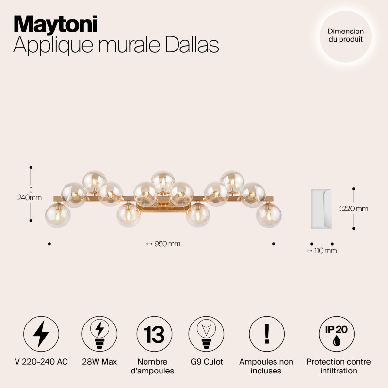 Бра Maytoni Dallas MOD547WL-13G, янтарный