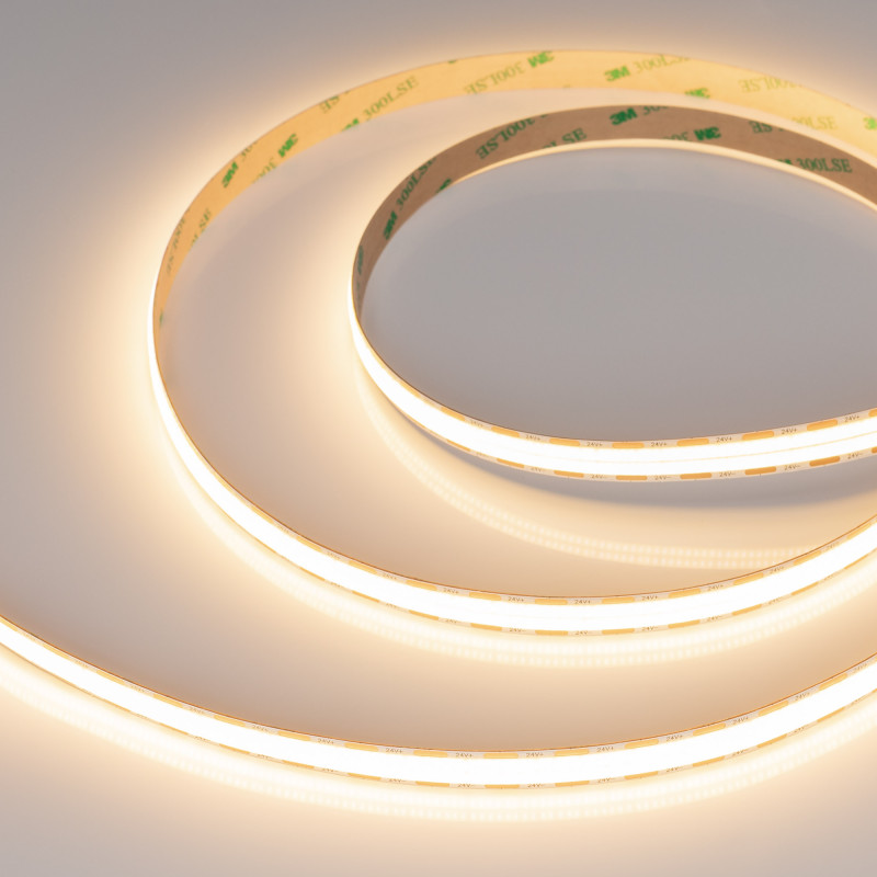Лента COB-X1088-12mm 24V Warm3000 (22 W/m, IP20, 5m) (Arlight, 5 лет) 046932. Цена указана за 5 метров. Продается кратно 5 метрам.