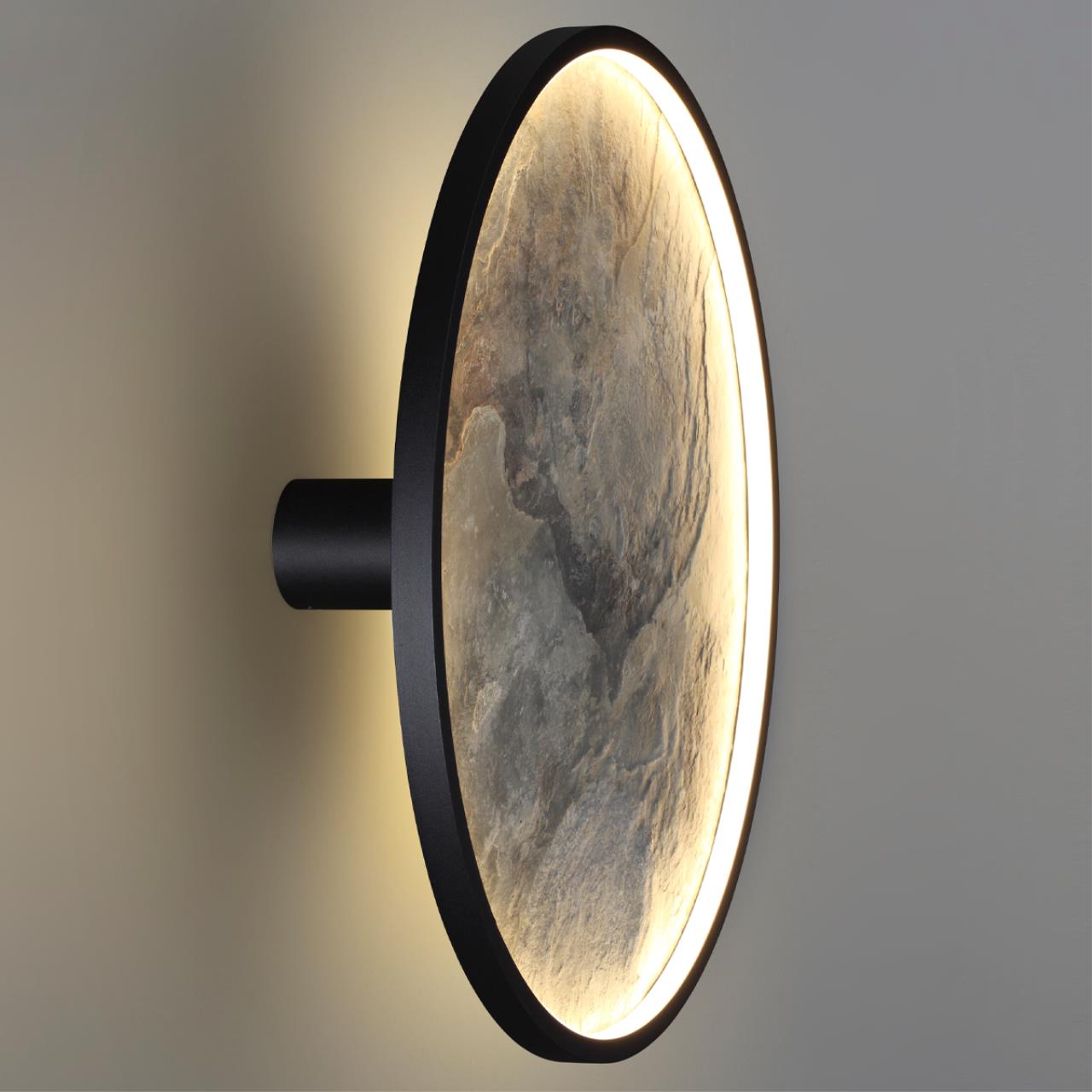 Настенно-потолочный светильник 51*16 см, LED 1*45W, 3000 К, Odeon Light Stoflake 5078/45L, матовый черный/серо-бежевый