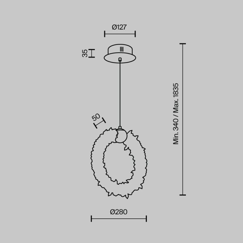 Подвесной светильник 25*25*150 см, LED 15W, 3000 / 6000K, Латунь MODESTYLE MS.1141.250