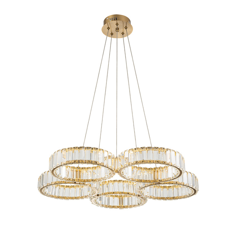 Подвесная люстра 75 см, 60W, 3000-6000K, Indigo Favo V000074L, бронза, 12036/5P Brass