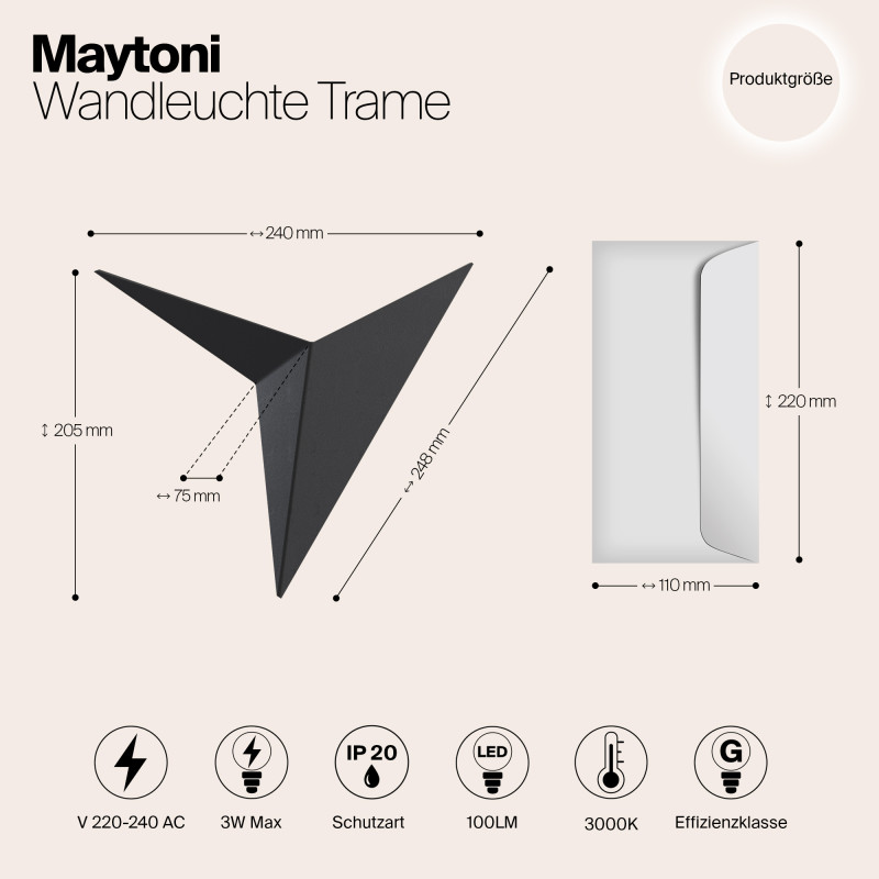 Светильник настенный Maytoni C808WL-L3B, черный/матовый