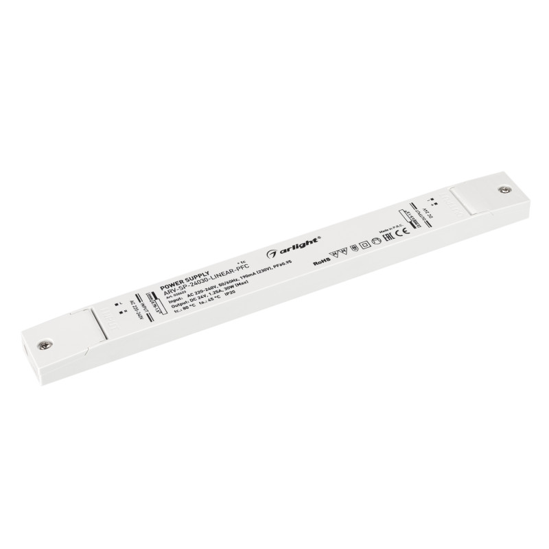 Блок питания ARV-SP-24030-LINEAR-PFC (24V, 1.25A, 30W) (Arlight, IP20 Пластик, 5 лет) 032623