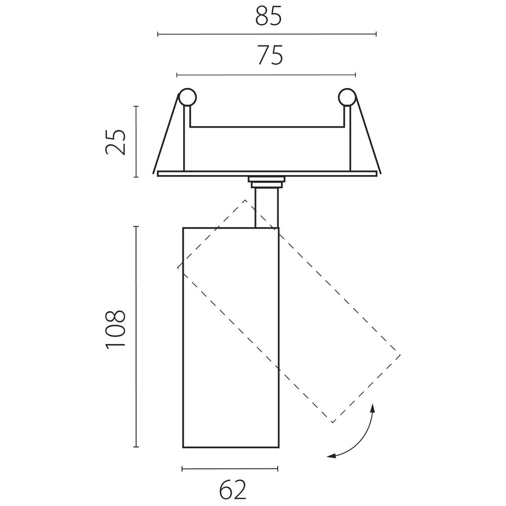 Светильник встраиваемый *6,2*10,8 см, *15W, 4000K, Lightstar Alta Base A5146RS, Белый