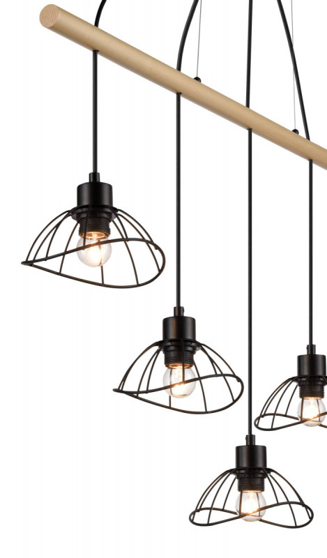 Подвесной светильник 22*103*170 см, 5*E27 черный, бежевый Vele Luce Formula VL6482P05