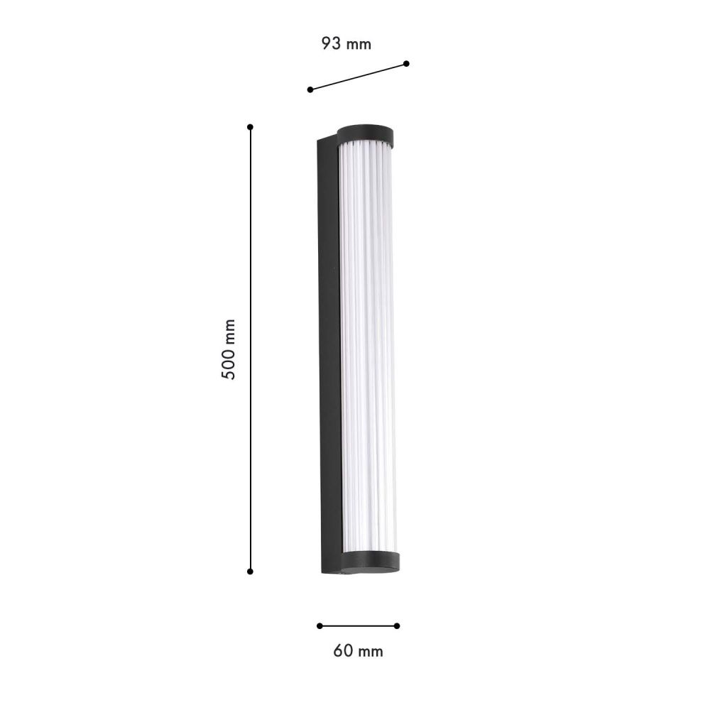 Уличный настенный светильник 6*50 см, 1*LED, 16W, 4000K, Favourite Kolonne 4639-1W, черный матовый