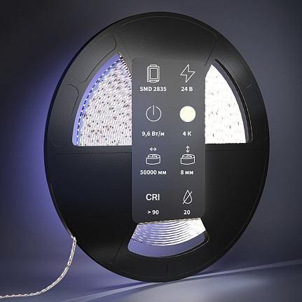 Светодиодная лента Ultra 24В 2835 9,6Вт/м 4000К 5м IP67 201046 Maytoni  Led Strip, цена за метр, отгружается по  5 м