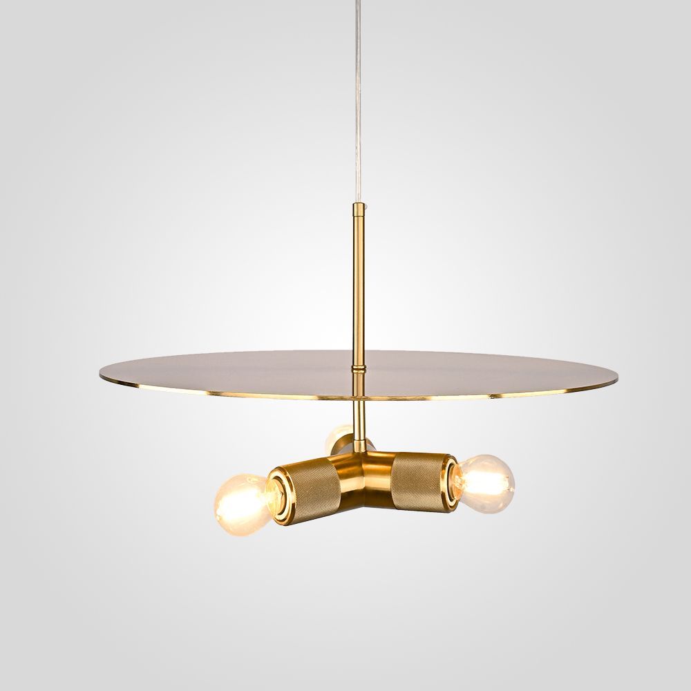 Люстра RH Utilitaire Disk Triple Pendant Brass 46*46*21 см, 3*E27*60W, ImperiumLoft 40.2339, Латунь