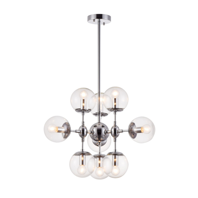 Подвесная люстра Freya Richard FR5596PL-09CH, диаметр 65 см, хром/прозрачный