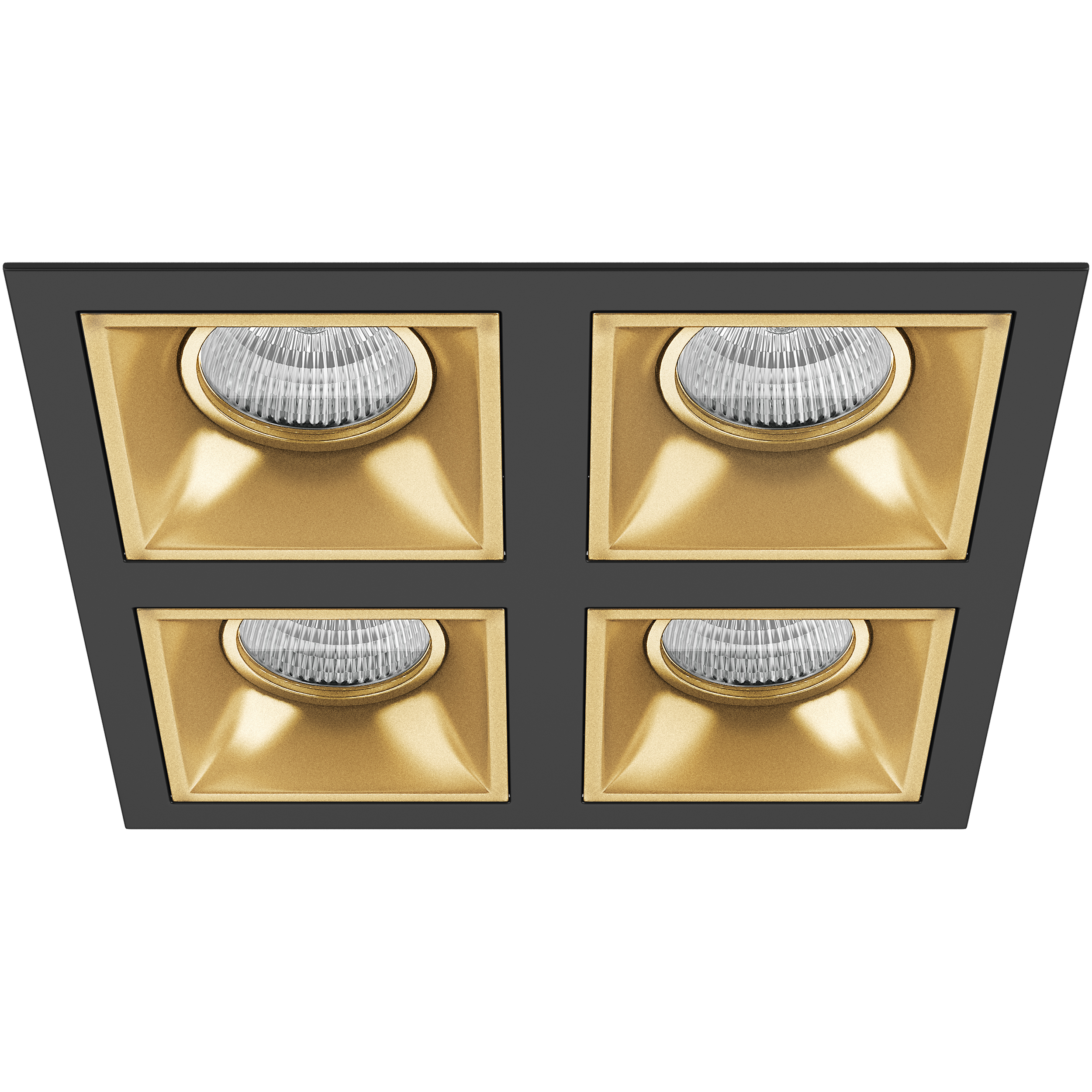Комплект из светильников и рамки DOMINO 21,5*21,5 см, 4*Gu5.3*26W, Золото; Черный Lightstar Domino D54703030303