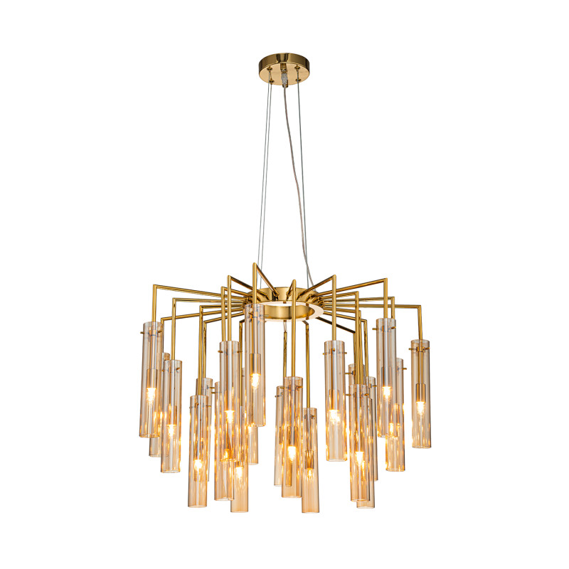 Подвесная люстра 64,5*164,5 см, 525W, Favourite Orgel 4500-21P золото, стекло янтарного цвета