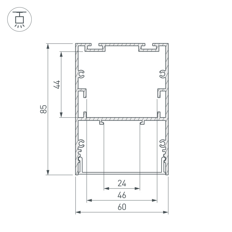 Профиль Arlight 018681 200*6*8,5 см. Цена указана за 2 метра. Продается кратно 2 метрам.  экран отдельно