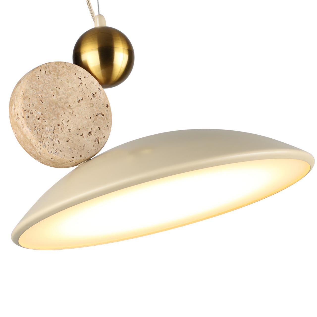 Подвесной светильник 30*19,5 см, 1 LED*24W, 3000 К, Odeon Light Travertino, бежевый 6625/20L