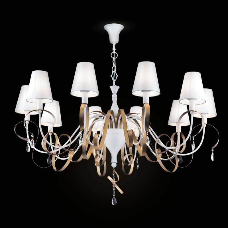 Подвесная люстра Maytoni Intreccio ARM010-10-W, диаметр 112 см, золото/белый