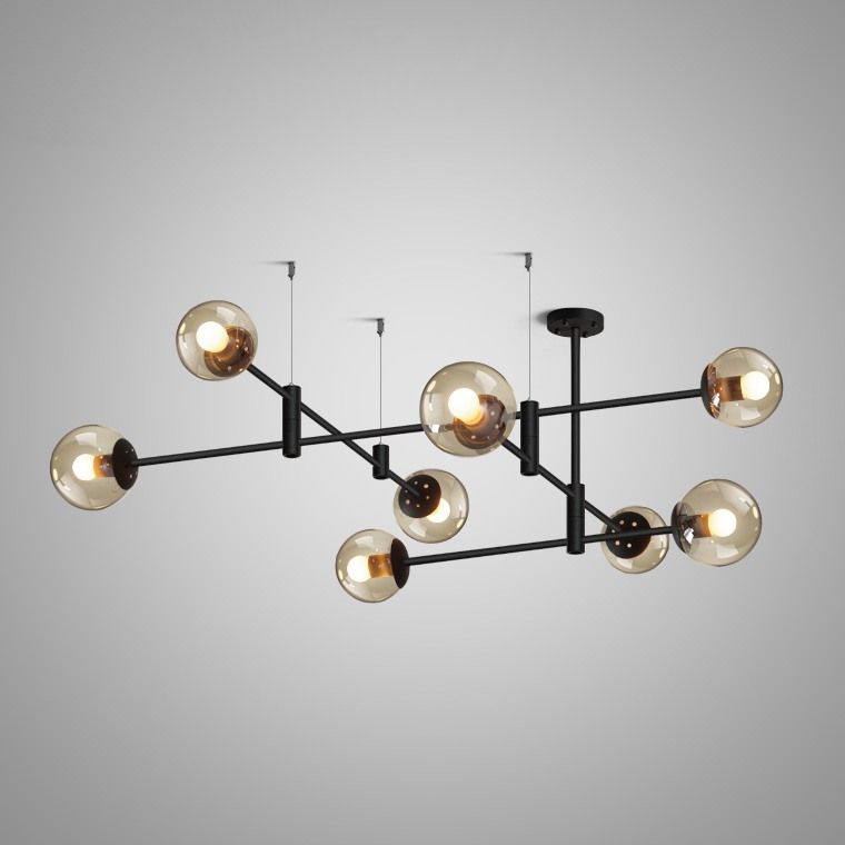 Люстра на штанге GAP черный 130*130*50 см, 8*E27*60W, ImperiumLoft GAP01, Золотистый, Чёрный