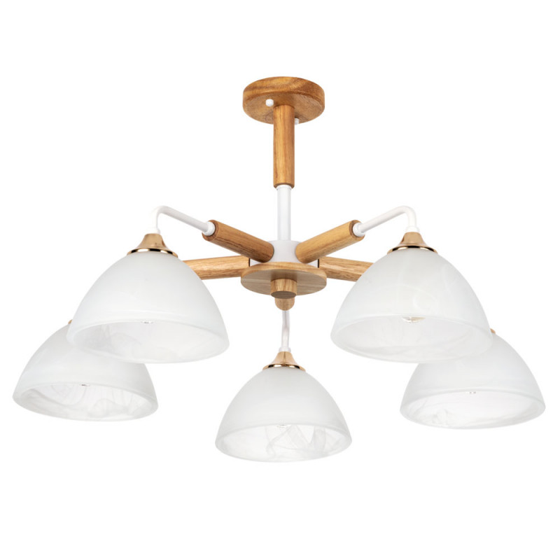 Потолочная люстра Arte Lamp Matthew A5032PL-5BR, диаметр 65 см, белый-дерево