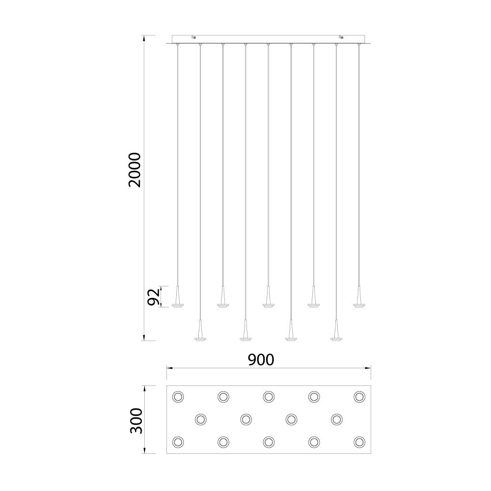 Люстра подвесная 90*30*-200 см, 14*LED*5W, 3000K, Mantra Andromeda MAN8936, золотой