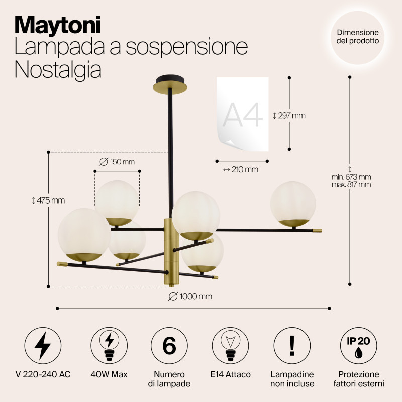 Подвесной светильник Maytoni Nostalgia MOD048PL-06G