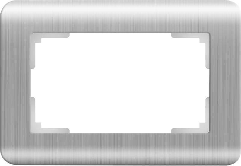 WL12-Frame-01-DBL / Рамка для двойной розетки (серебряный), 4690389131325