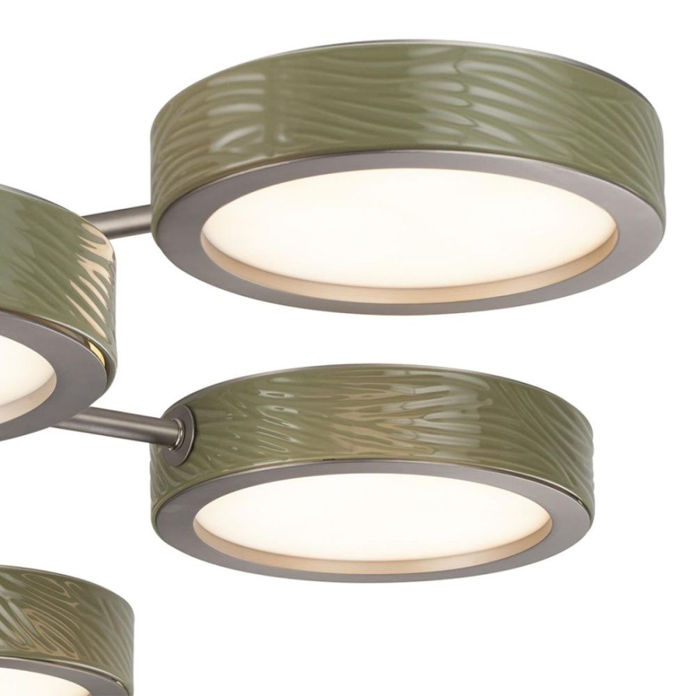 Подвесная люстра 76 см, 99W, 2000-4000K, Odeon Light L-Vision Rivera 5451/99LA, никель-зеленый
