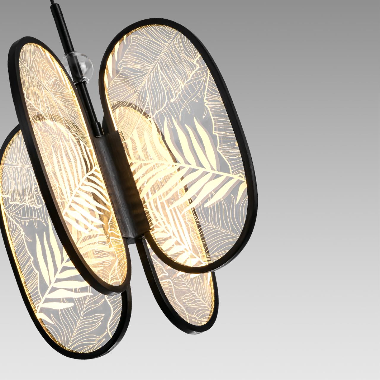 Подвесной светильник 32,5*180 см, 1 LED*38W, 3000 К, Odeon Light Piuma, черный 6665/38L