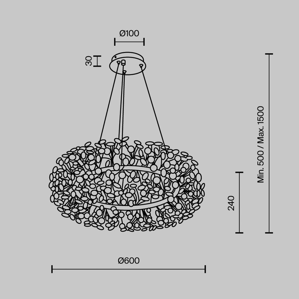 Подвесной светильник 60*60*120 см, G9 12xG9W, , Хром MODESTYLE MS.9029.12 CR