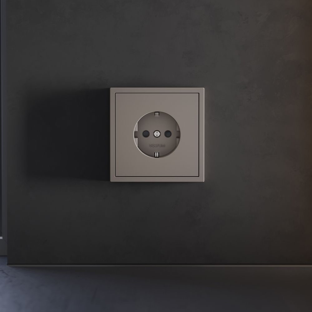 Накладка для розетки с заземлением и защитными шторками, S70, капучино Voltum VLS000714