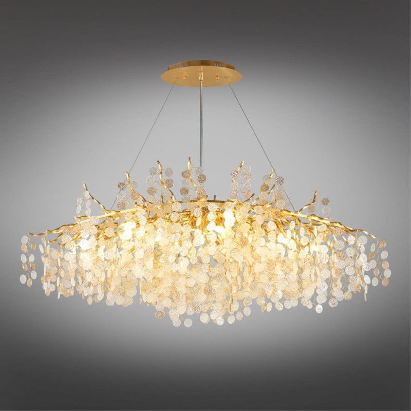 Подвесная люстра 120*60*70-160 см, 12*G9, 5W, Aployt AURORA APL.845.03.12, золотой