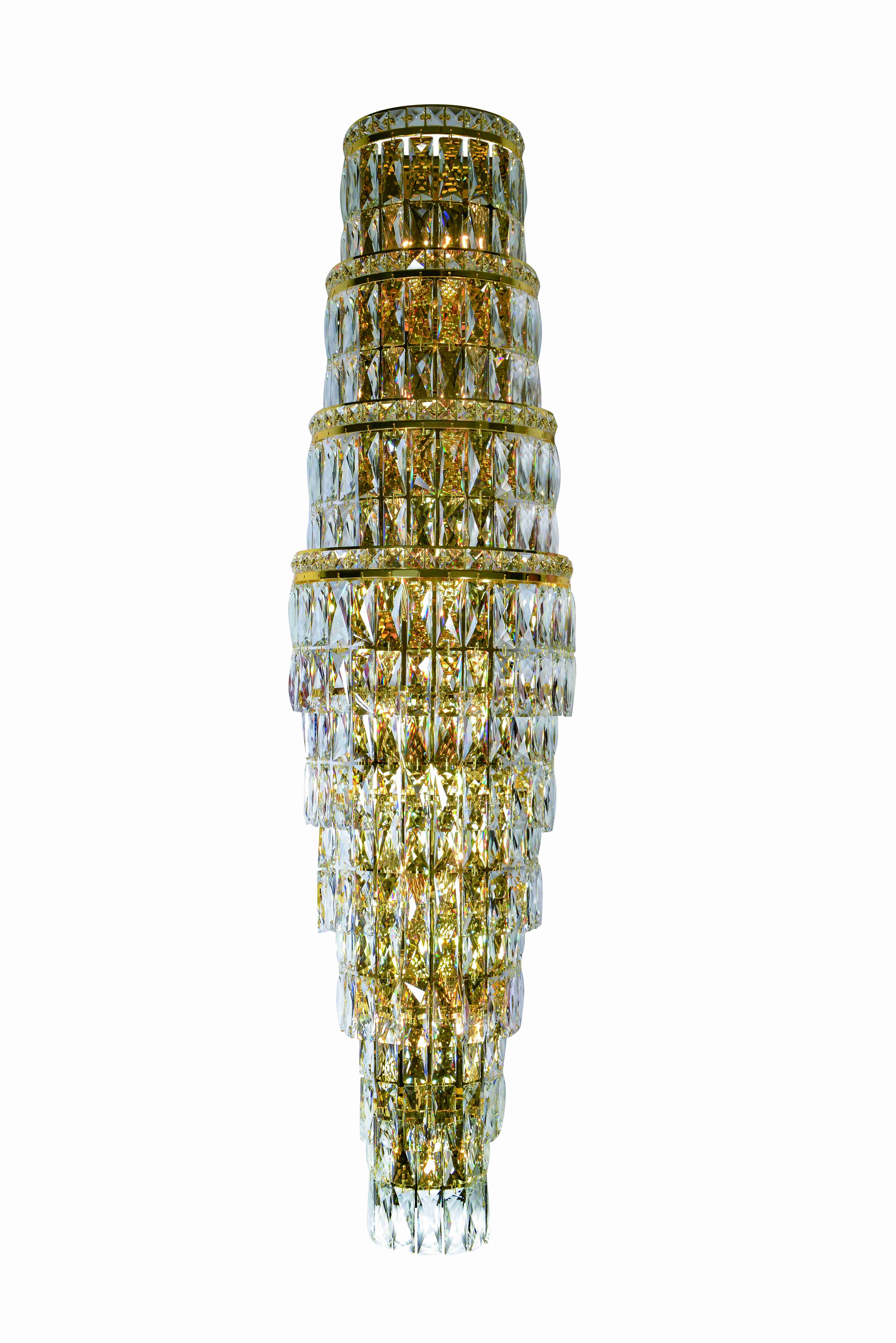 Бра 200*340*1360, 13+7*E14+Led, 40W+7W NewRgy Cristallo W2814E/13+7A GOLD+CLEAR, Золото+прозрачный
