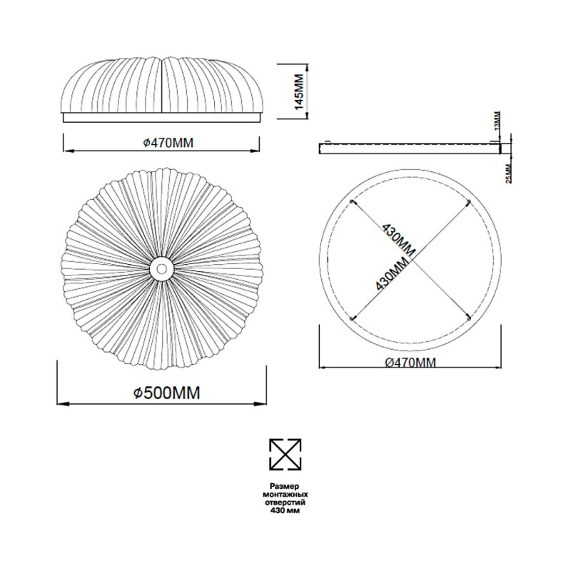 Накладная люстра *50*14,5 см, LED, 60W, 3000K-6000K Sonex Tesoro 7719/60L, золотой