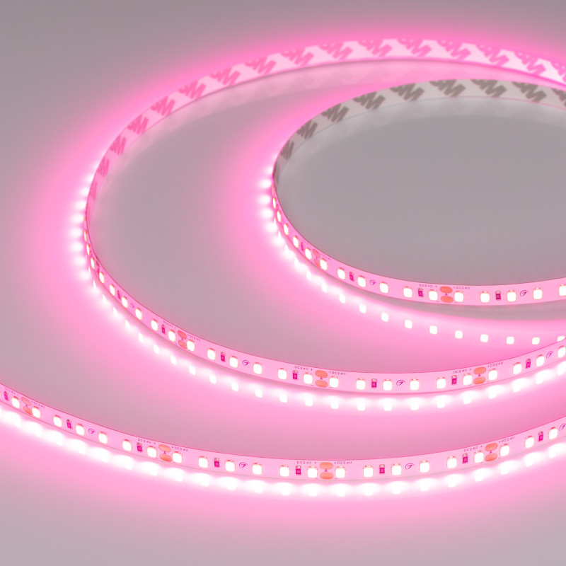 Лента RT-A120-8mm 24V Pink (9.6 W/m, IP20, 2835, 5m), Arlight 043380. Цена указана за 5 метров. Продается кратно 5 метрам.