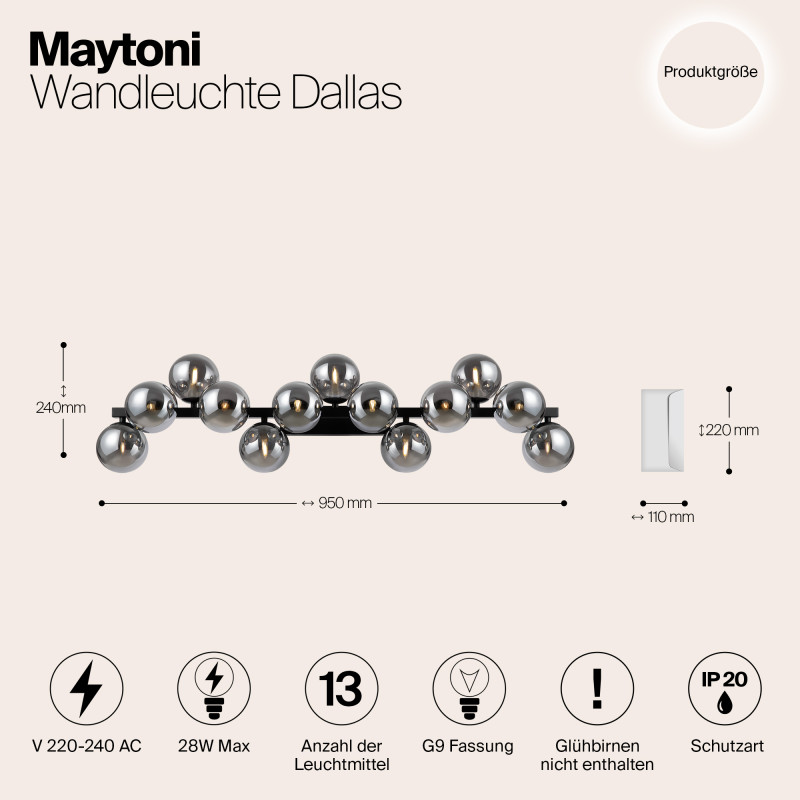 Светильник 89 см, Maytoni MOD547WL-13B, черный