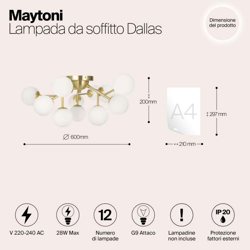 Светильник 60 см, Maytoni MOD545CL-12BS, золото