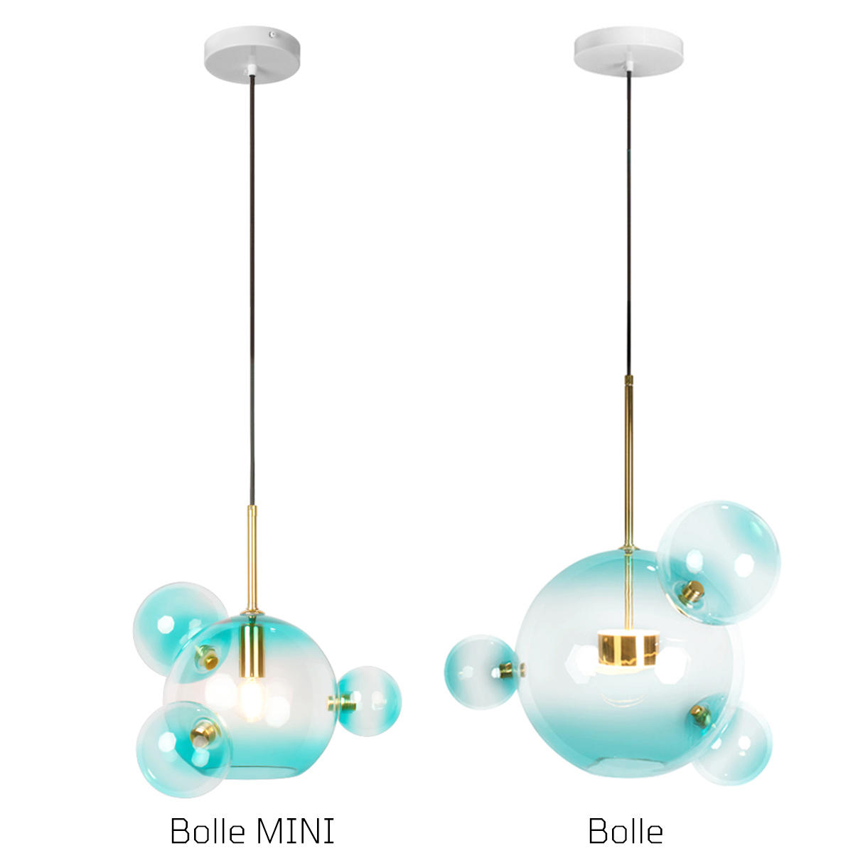 Подвесной светильник 39*31 см, 1*E14*40W LOFT IT Bolle 2027-P4 Blue mini золото