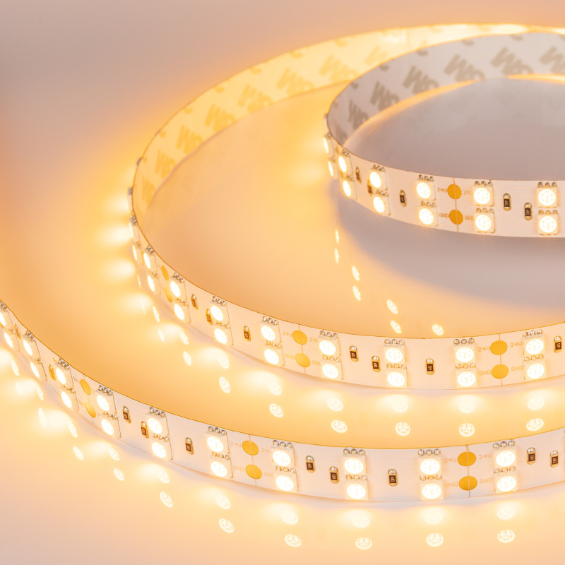 Лента RT 2-5000 24V Yellow 2x2 (5060, 600 LED, LUX) (Arlight, 28.8 Вт/м, IP20) 011263. Цена указана за 5 метров. Продается кратно 5 метрам.